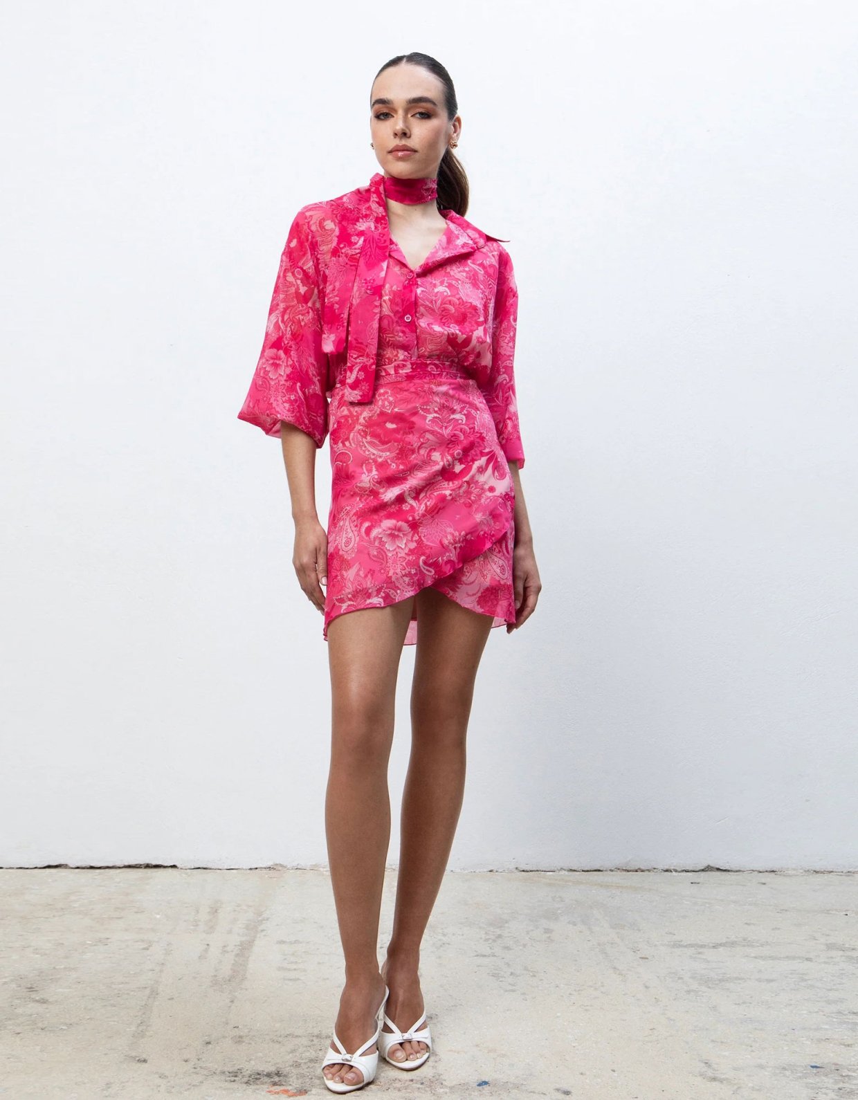 Eveleya Fuchsia paisley oversized shirt